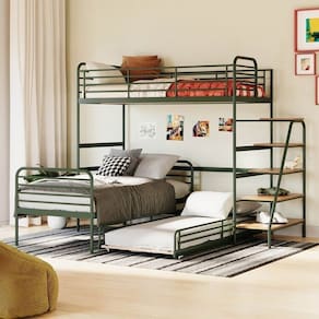 Conjunto Cama Alta com Bicama Infantil / Juvenil Teko Casatema Verde / Álamo