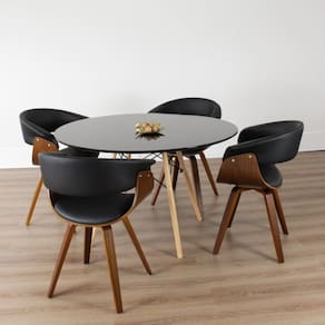 Conjunto Sala de Jantar Mesa Redonda 120cm Eiffel Tampo com 4 Cadeiras Betina Giratória Preto