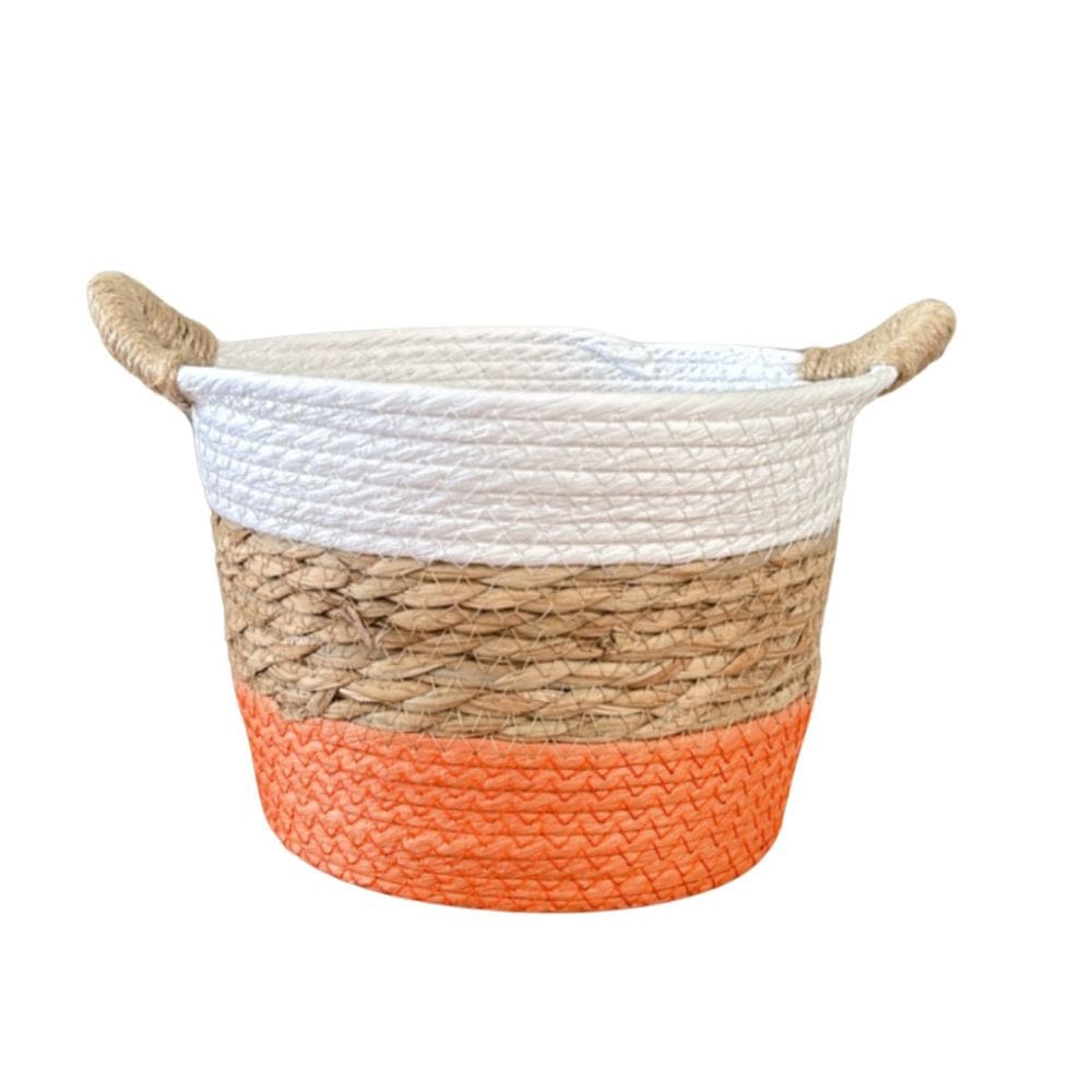 Cesto Organizador Em Fibra Natural Laranja 17x23cm