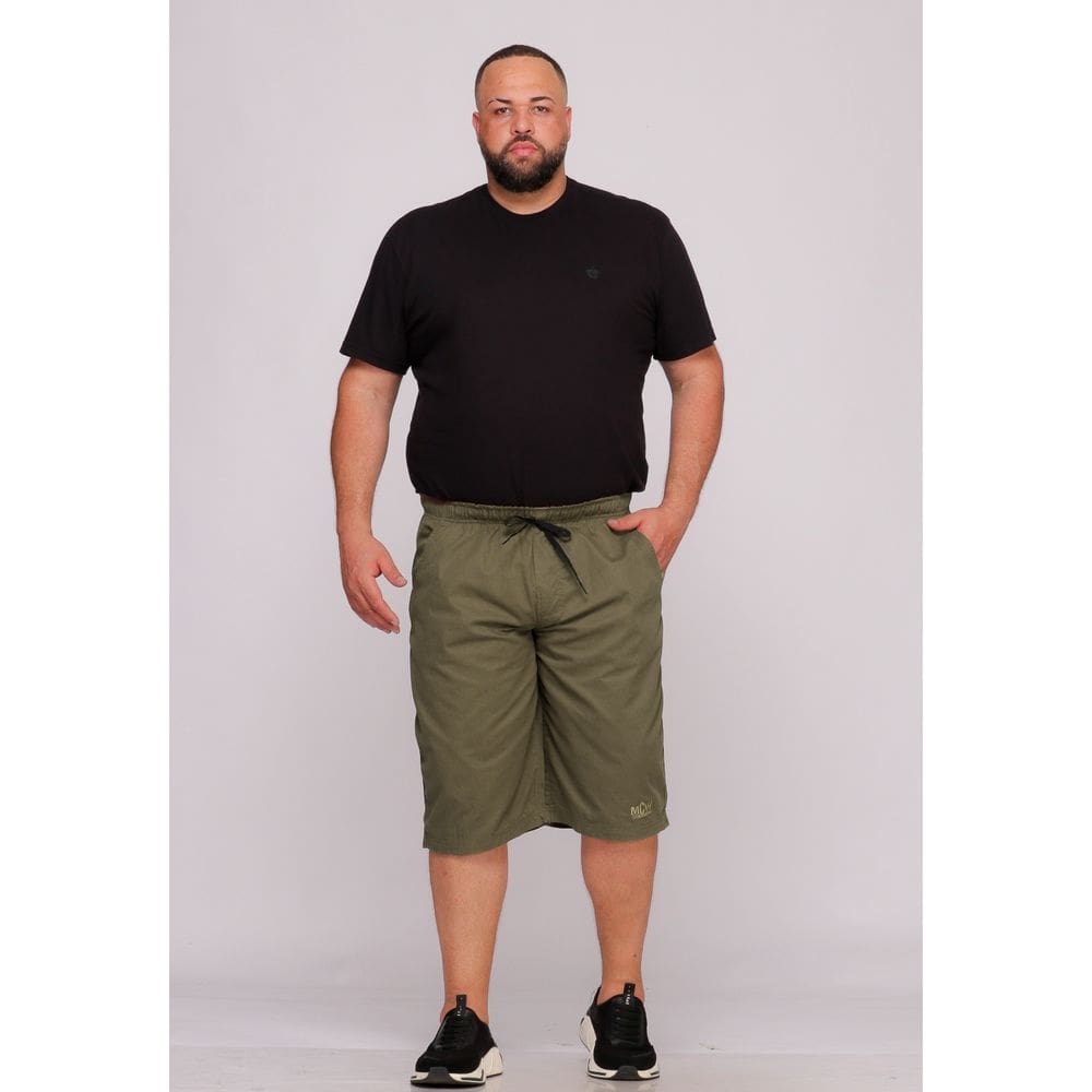 Bermuda Masculina Plus Size Tamanho grande em Sarja Verde Elástico