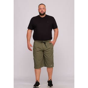 Bermuda Masculina Plus Size Tamanho grande em Sarja Verde Elástico