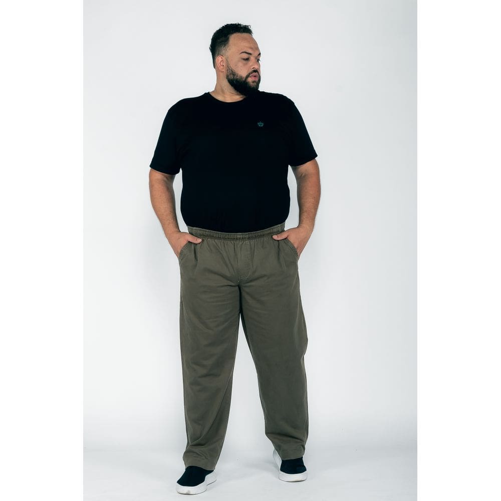 Calça Masculina Plus Size Sarja  Verde Macaw 7563