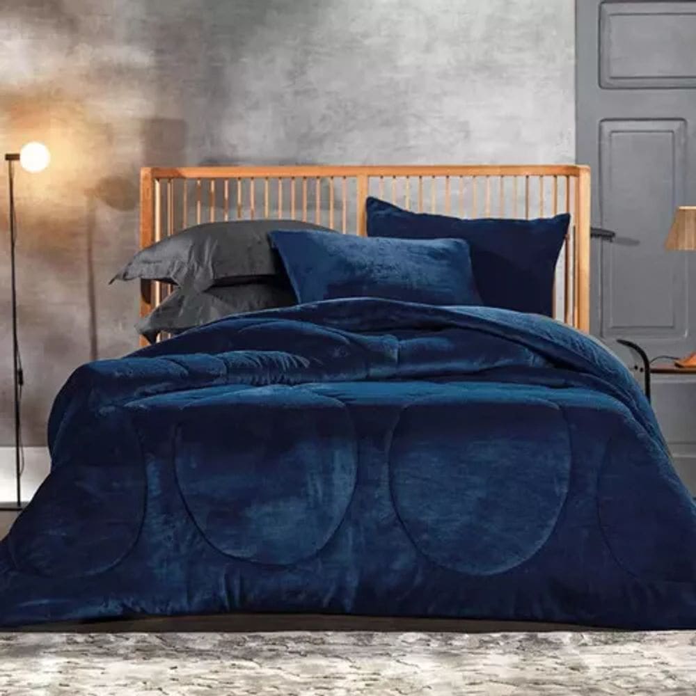 Edredom King Size Blend Luxo Velvet Azul Strong