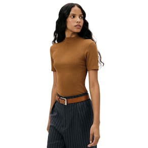 Blusa Feminina Hering Marrom Gola Alta Canelada