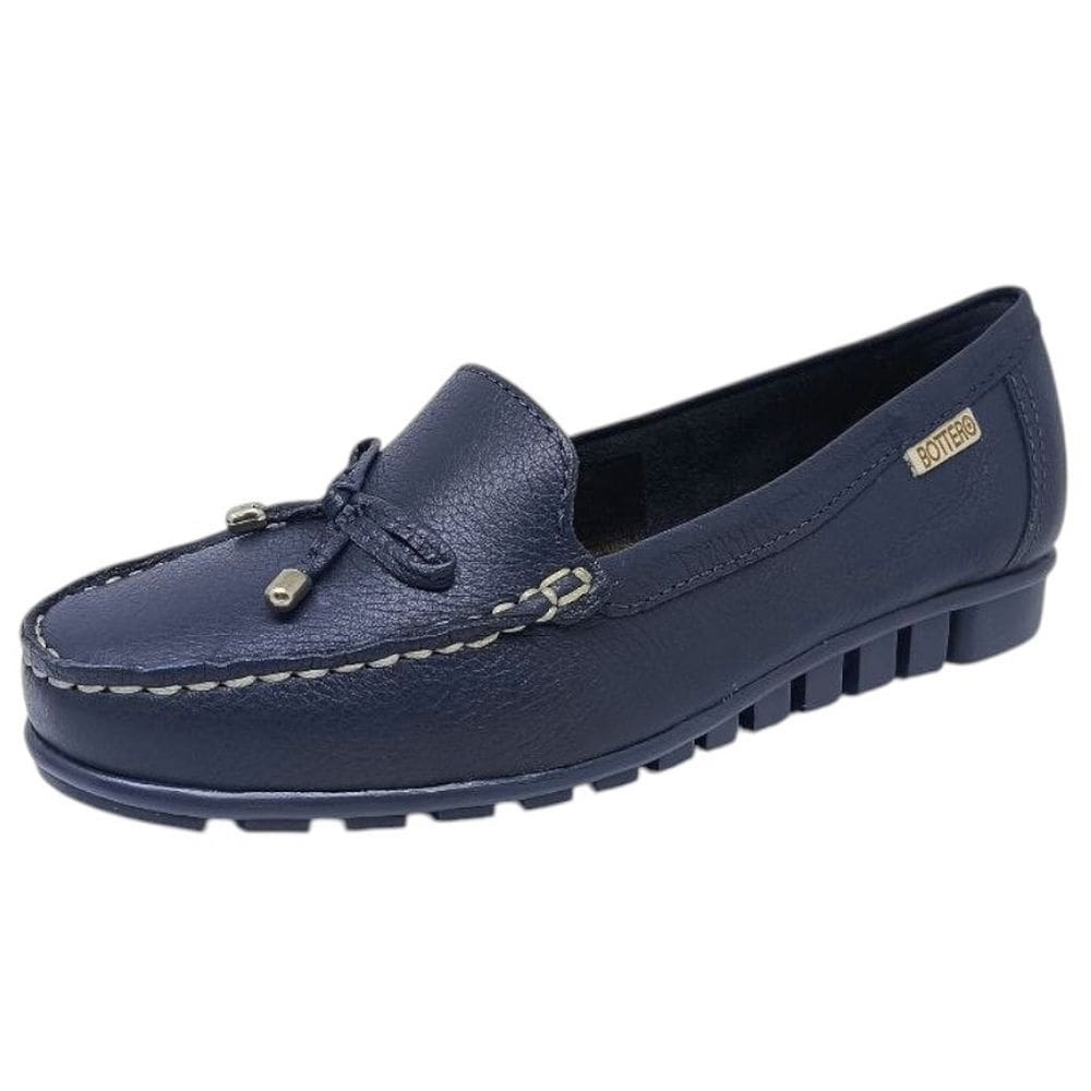Sapato Feminino Mocassim Couro Slip On Conforto Laço Bottero