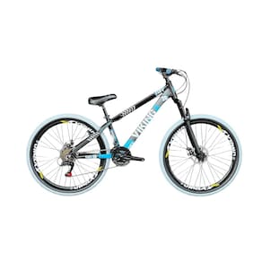 Bicicleta Aro 26 Vikingx Preto/Azul 21v Câmbios Shimano Pneu Branco