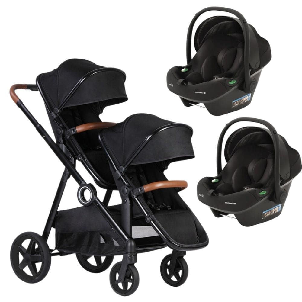 Carrinho De Bebe Gemeos Go 2 Com Bebe Conforto Black - Kikka Boo