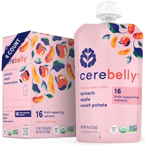 Bolsas de comida para bebês Cerebelly Organic, 6 meses ou mais, 4 onças, pacote com 6
