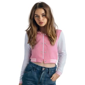 Jaqueta Cropped Colegial Moletom Feminina Sem Bolso