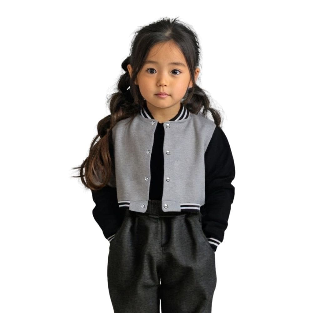 Jaqueta Cropped Colegial Moletom Infantil Lisa Sem Bolsos