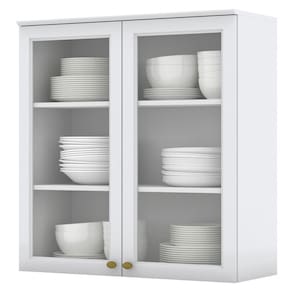 Armario Aereo 2 Portas Vidro MDF 80 cm Americana C366 Branco Henn