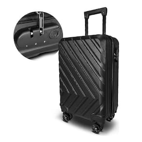 Mala De Viagem Bordo Rigida Abs 10Kg Com 4 Rodas Giro 360 Cadeado De Senha Preta Pequena Padrao Anac Mao Piloto Premium