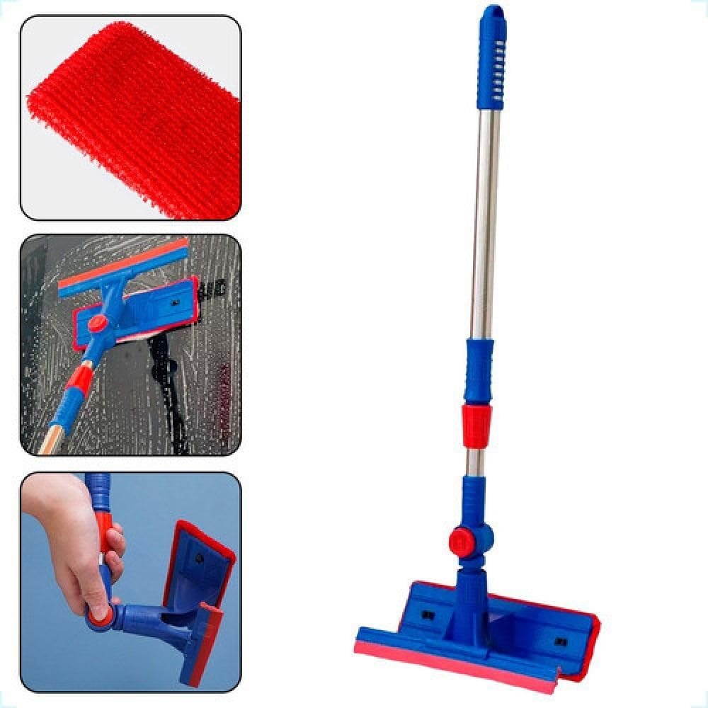 Limpa Vidros Rodo Extensivel Mop Duplo Telescopico Esfregao Lava Seca Rodinho Para Janela Sacada Limpeza Profissional