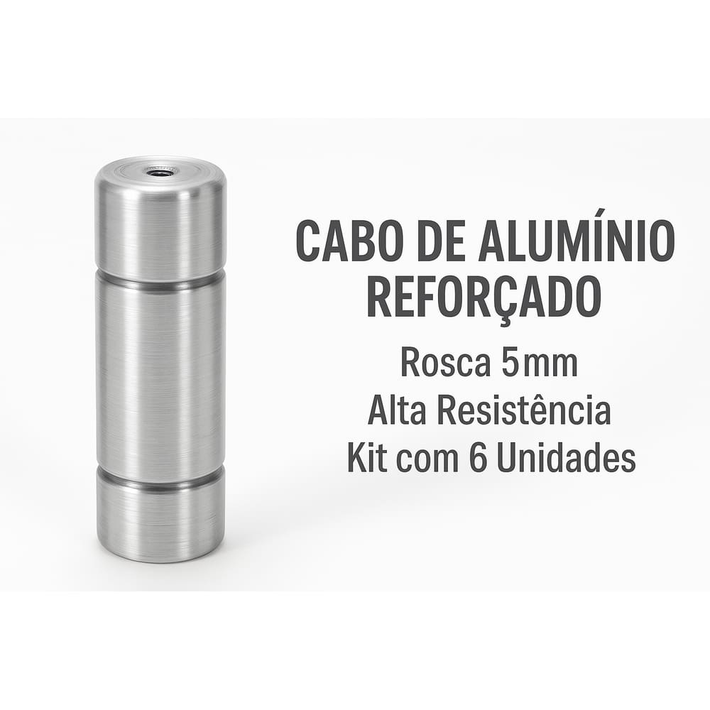 Kit com 6 Cabos de Alumínio para Espetos de Churrasco - Rosca 5mm, Resistência e Qualidade