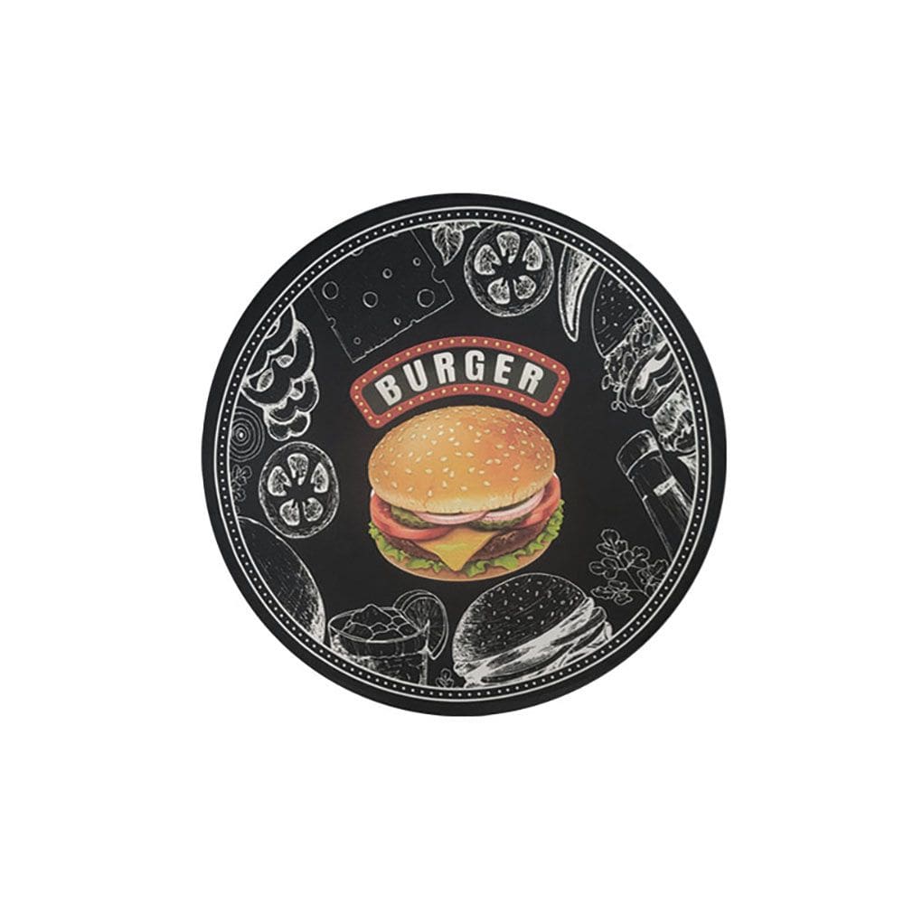 Sousplat Preto Burger Retro Jogo Americano Redondo 1un