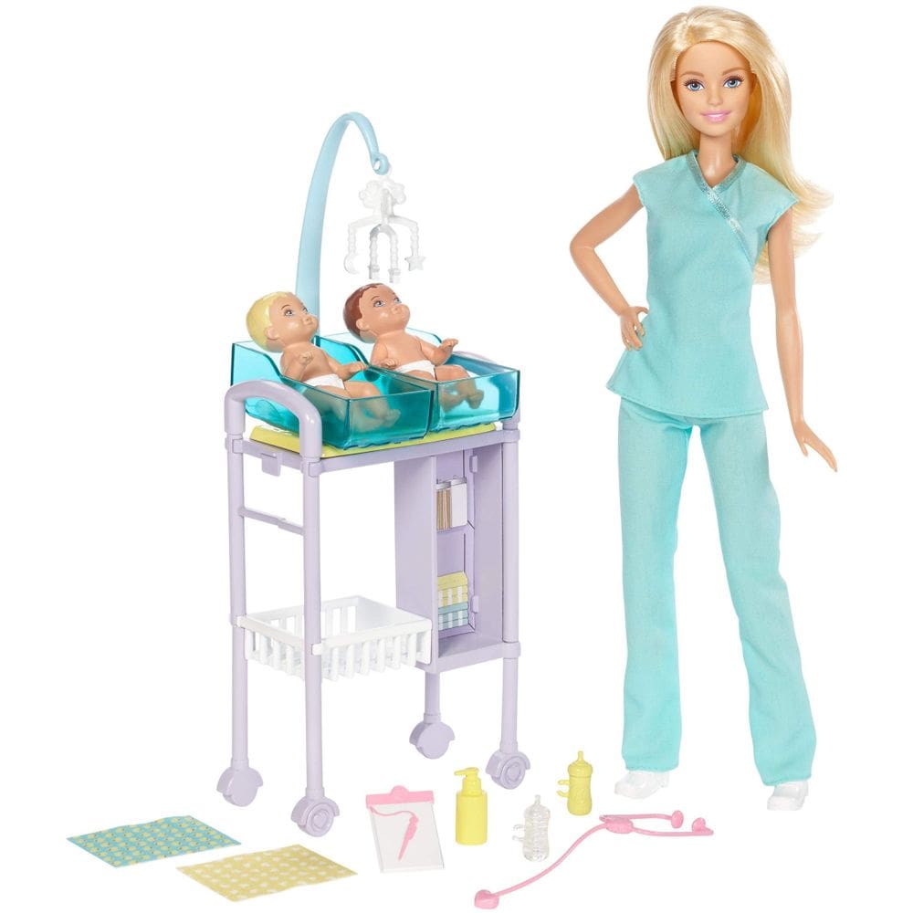 Conjunto de brinquedos Barbie Baby Doctor com mesa de exame e acessórios