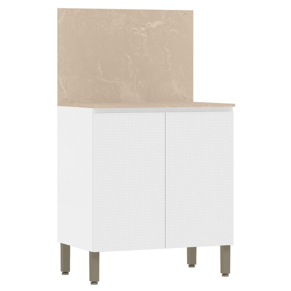 Balcão de Cozinha Com Tampo 80cm 2 Portas Minsk Branco Z06 - Mpozenato