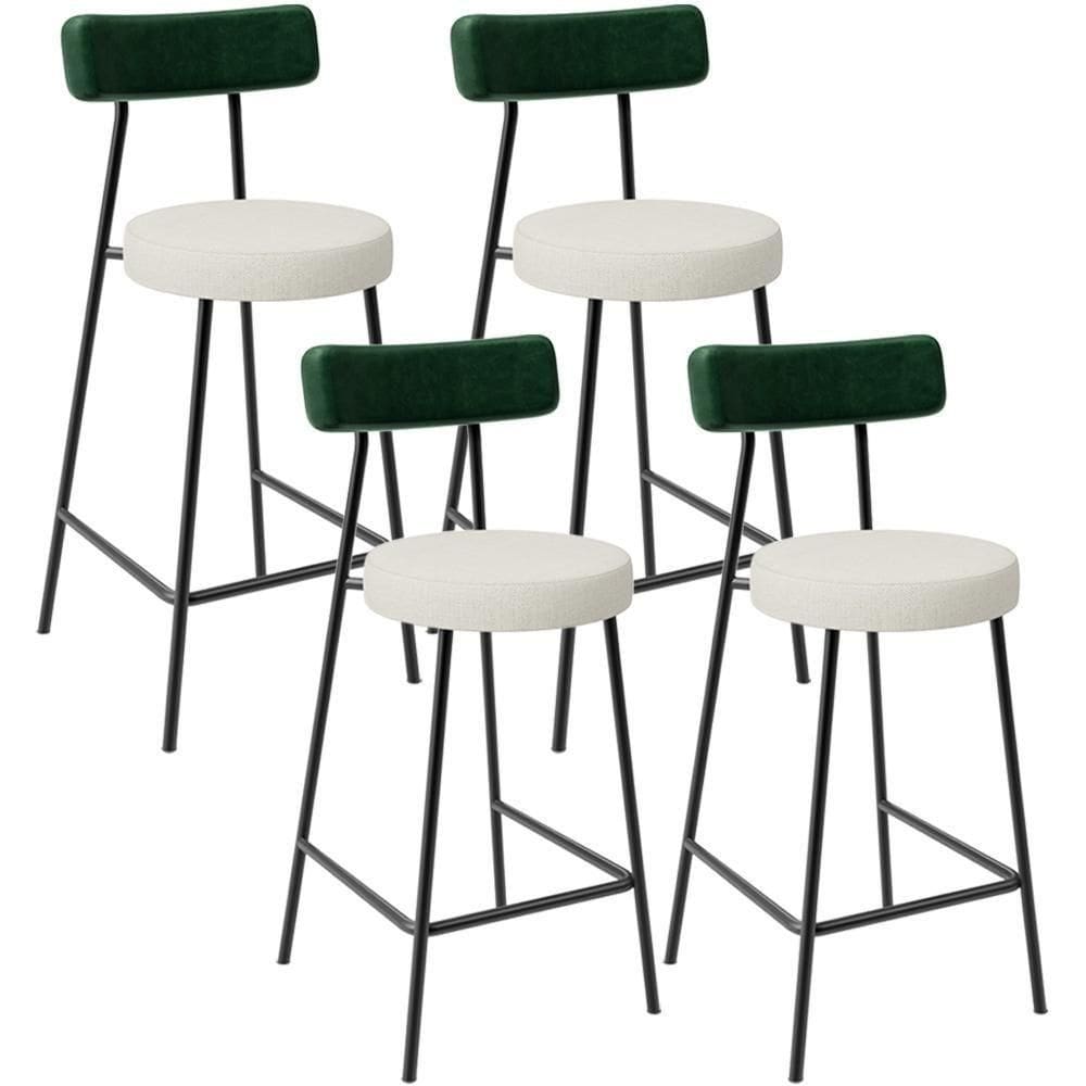 Kit 04 Banquetas Baixa Bar Cozinha E Sala Jantar Milão L02 Facto Verde Linho Champagne