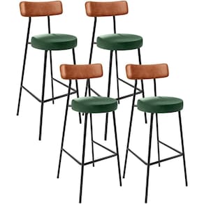 Kit 04 Banquetas Alta Bar Cozinha Sala Jantar Milão L02 Couríssimo Camel Facto Verde