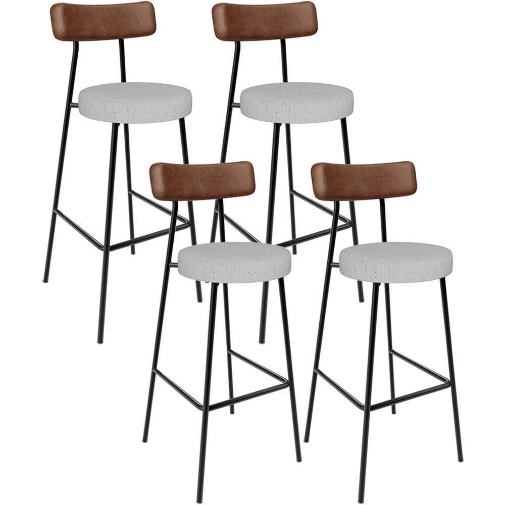 Kit 04 Banquetas Alta Bar Cozinha Sala Jantar Milão L02 Couríssimo Marrom Linho Cinza