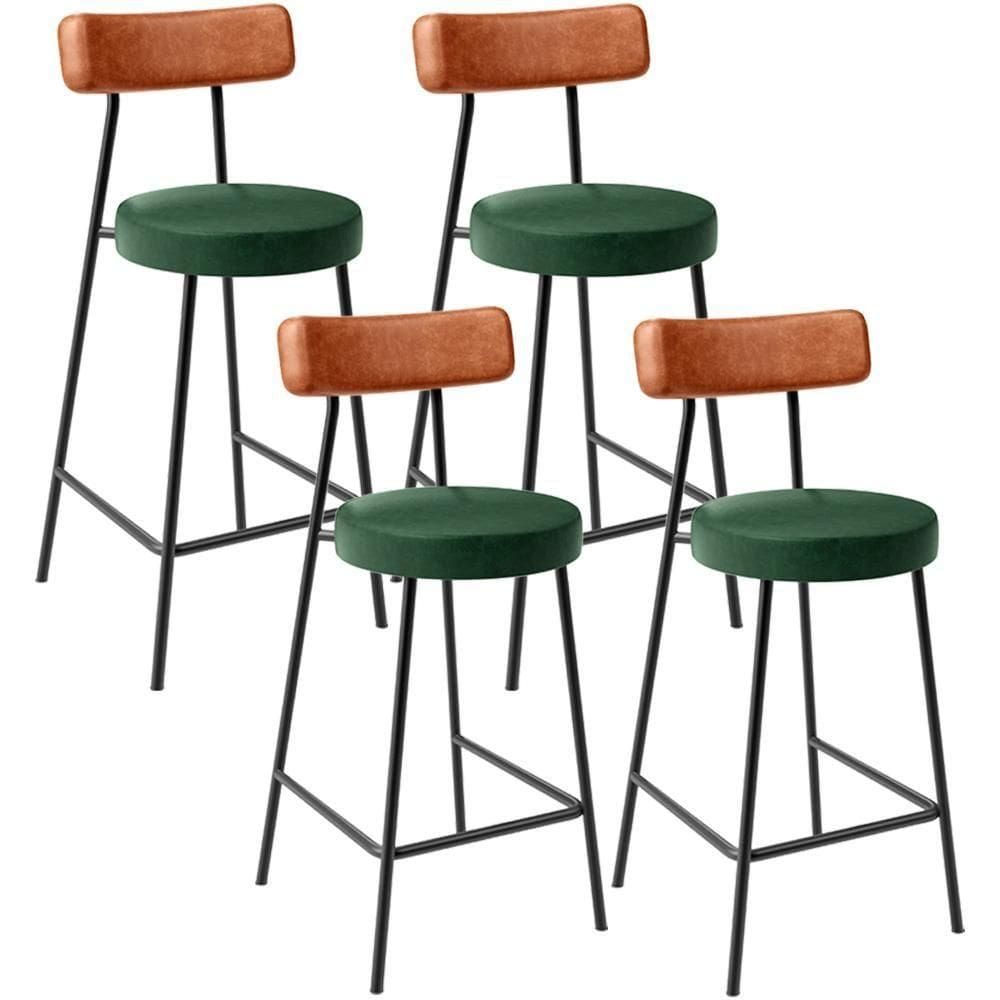 Kit 04 Banquetas Baixa Cozinha Sala Jantar Bancada Milão L02 Couríssimo Camel Verde