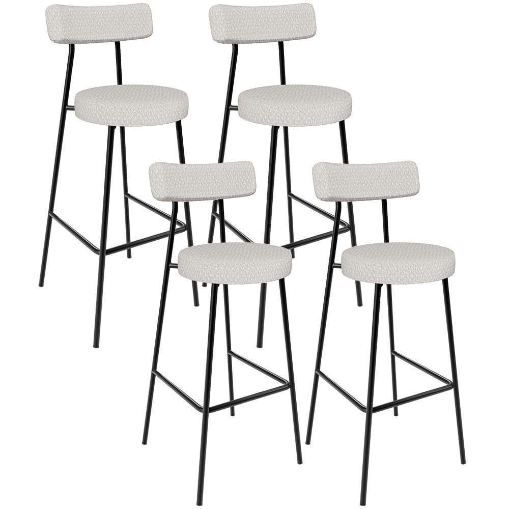 Kit 04 Banquetas Altas Bar Cozinha Sala De Jantar Em Aço Milão L02 Bouclê Cru