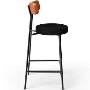 Banqueta Baixa Cozinha Sala Jantar Bancada Milão L02 Couríssimo Camel Linho Chumbo