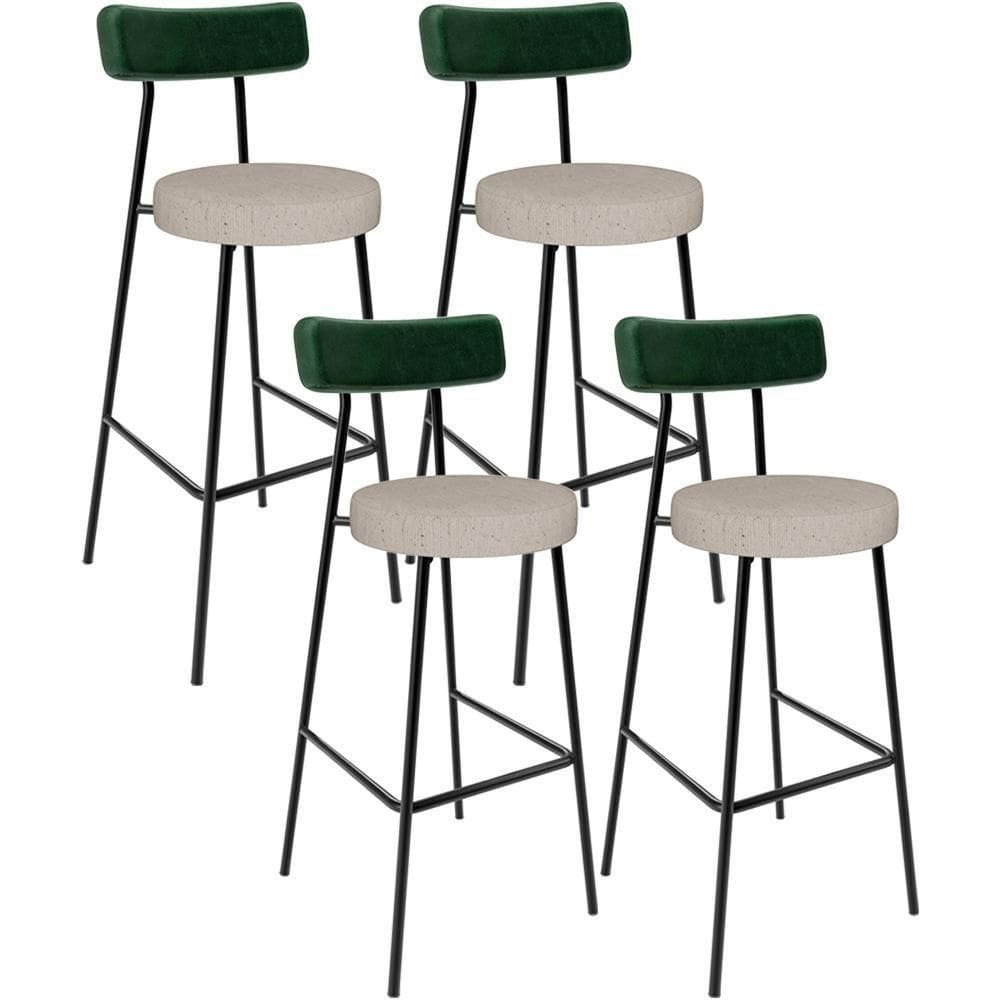 Kit 04 Banquetas Alta Bar Cozinha Sala Jantar Milão L02 Facto Verde Musgo Linho Bege