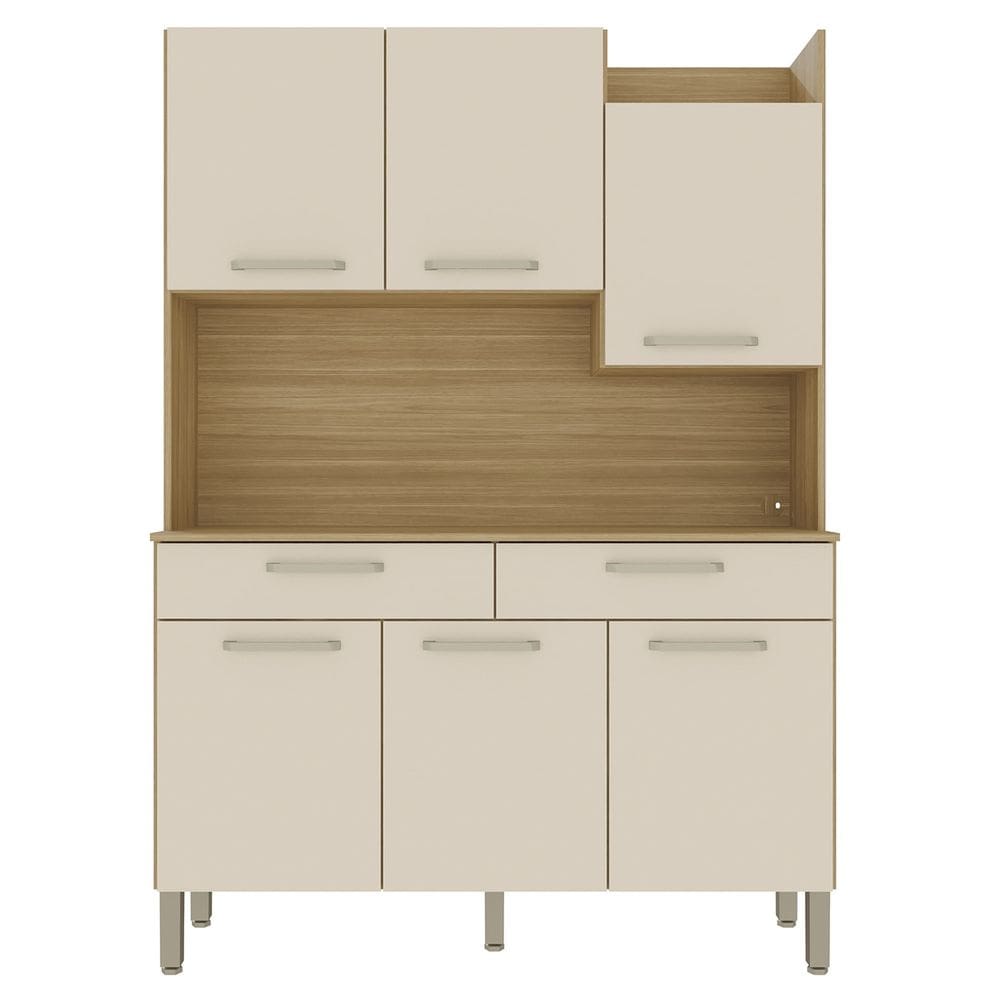 Armário de Cozinha Compacta 132cm Stella Plus Freijó/Soft Z06 - Mpozenato