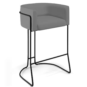 Banqueta Decorativa Betina D02 Veludo Cinza C-317