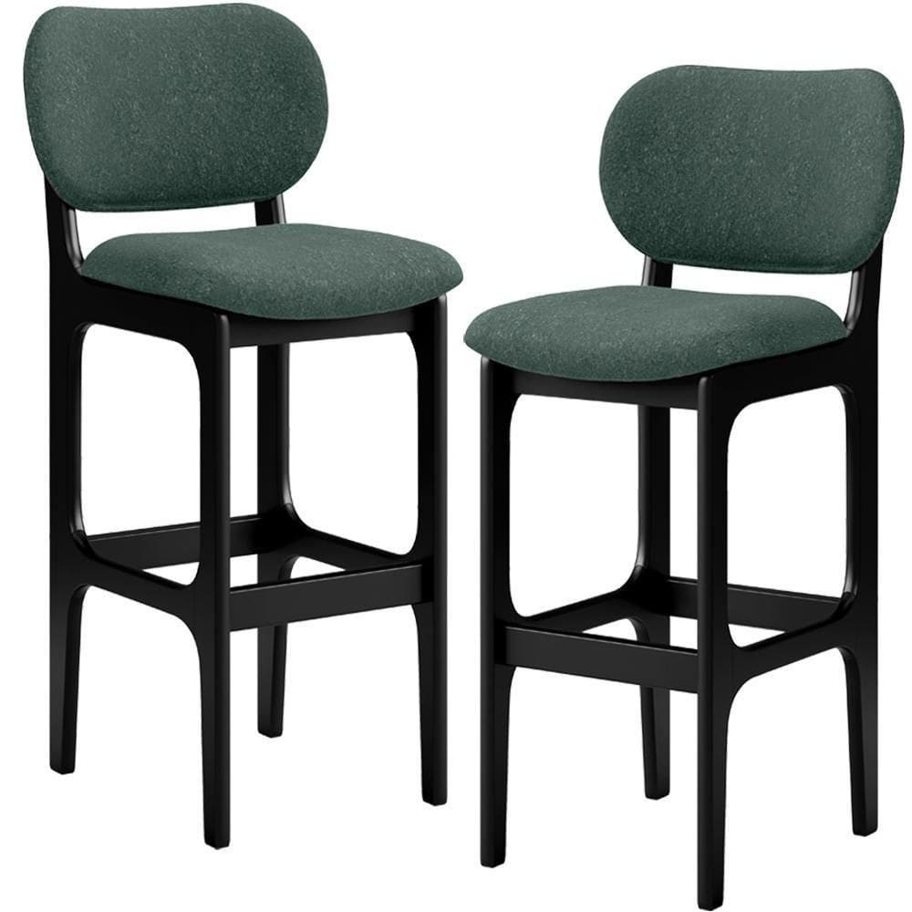 Kit 2 Banquetas Alta Cozinha Betta L02 Preto Verde Musgo