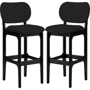 Kit 02 Banquetas Alta Para Cozinha Madeira Fixa Betta L02 Preto Facto Preto
