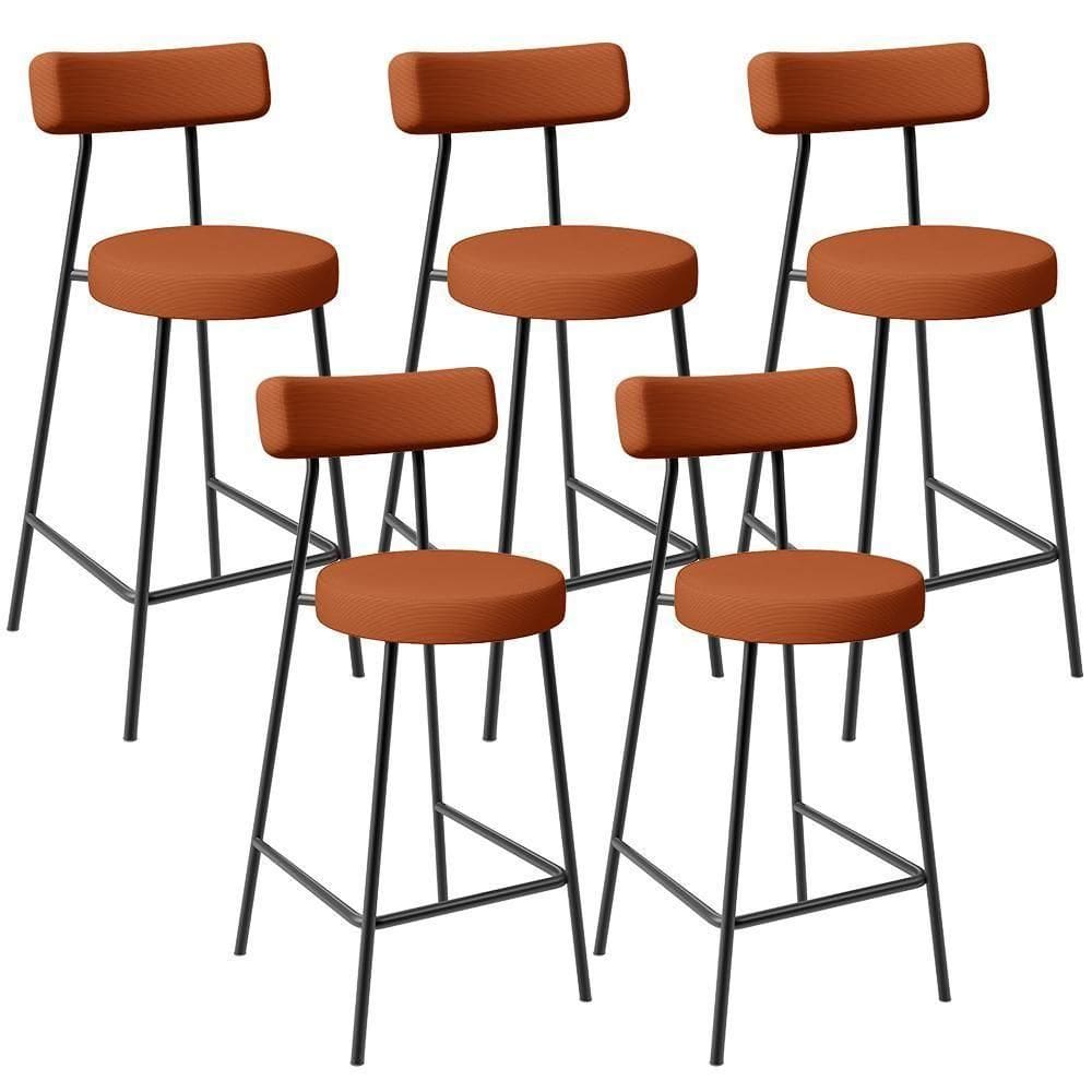 Kit 05 Banquetas Baixa Para Cozinha Sala De Jantar Bancada Milão L02 Tecido Terracota