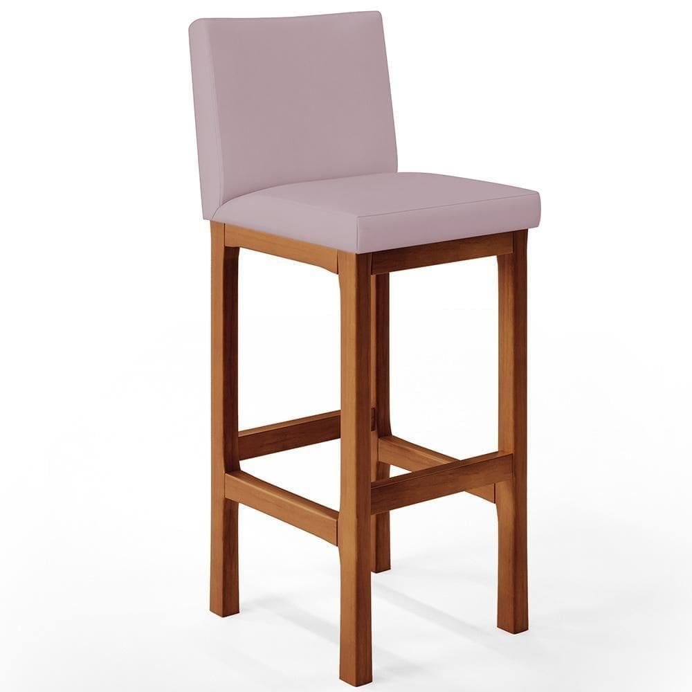 Banqueta Alta Para Cozinha Alya L02 Suede Rosê