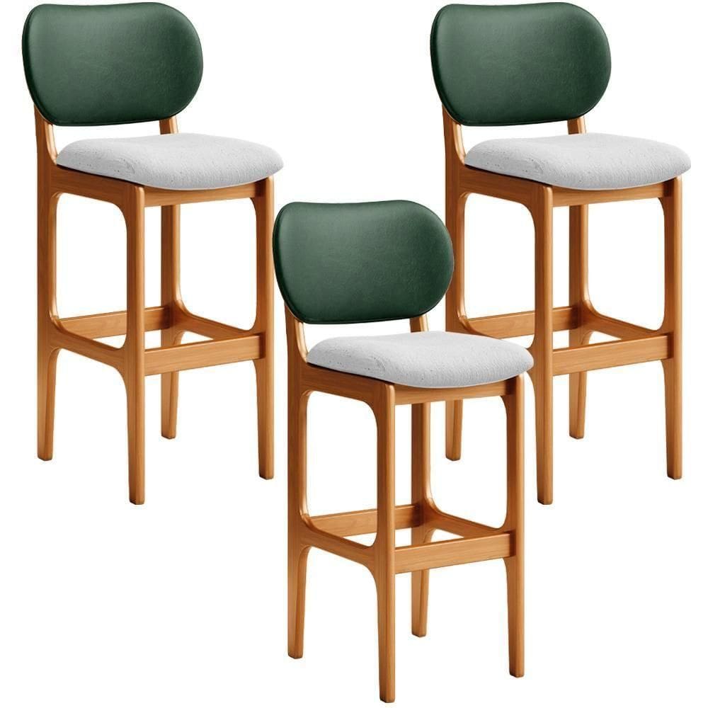 Kit 3 Banquetas Alta Betta Imbuia Facto Verde Linho Cinza