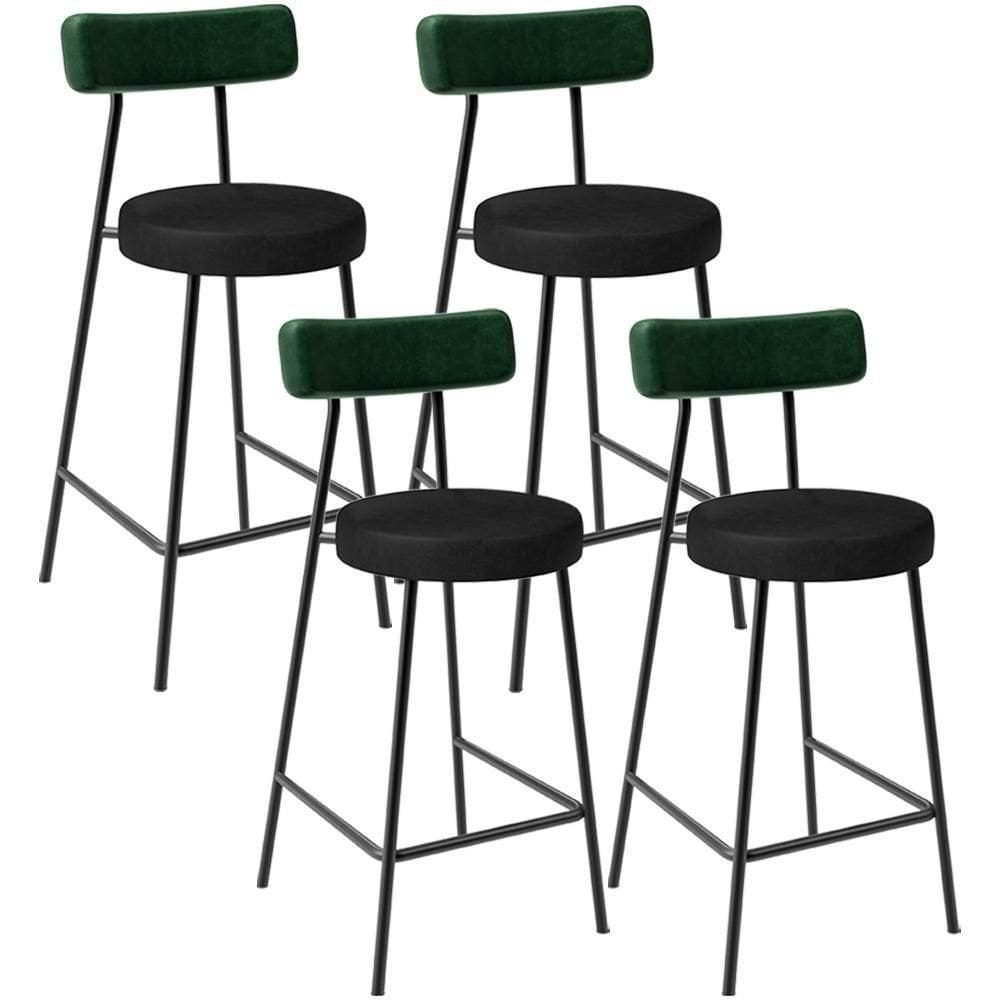 Kit 04 Banquetas Baixa Bar Cozinha Sala De Jantar Milão L02 Facto Verde Musgo Preto