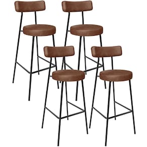 Kit 04 Banquetas Altas Bar Cozinha Sala De Jantar Em Aço Milão L02 Couríssimo Marrom
