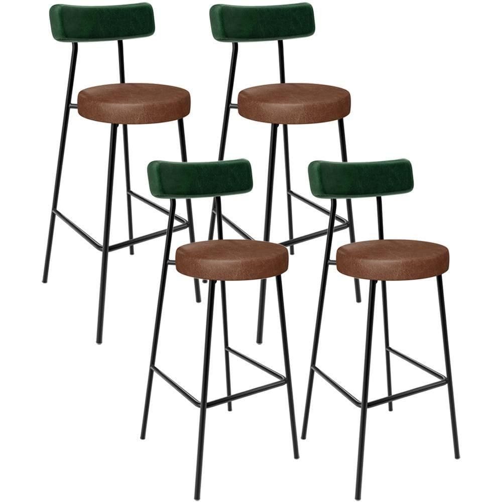 Kit 04 Banquetas Alta Cozinha Sala De Jantar Milão L02 Facto Verde Couríssimo Marrom