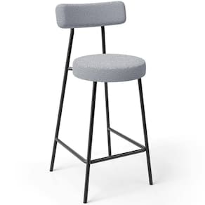 Banqueta Baixa Para Cozinha Sala De Jantar Bar Bancada Milão L02 Bouclê Cinza -LyamDecor