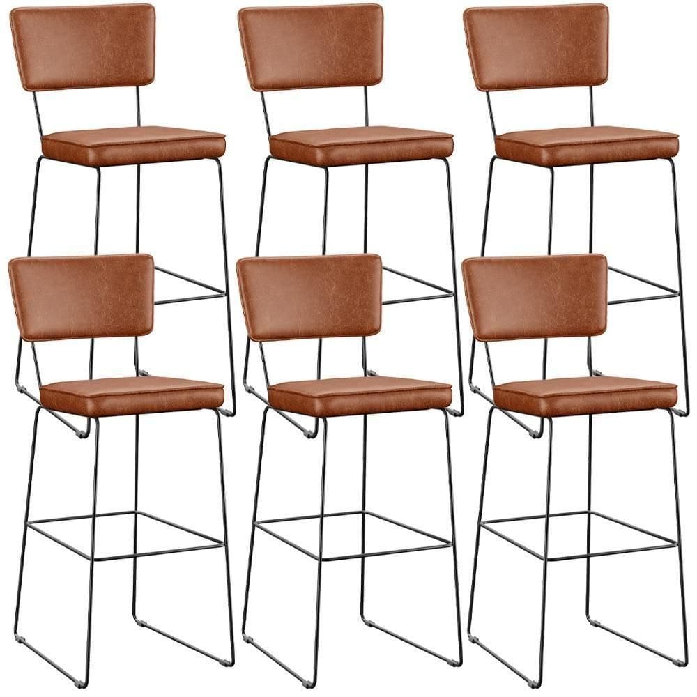 Kit 06 Banquetas Altas Base Em Aço Fixa Camel