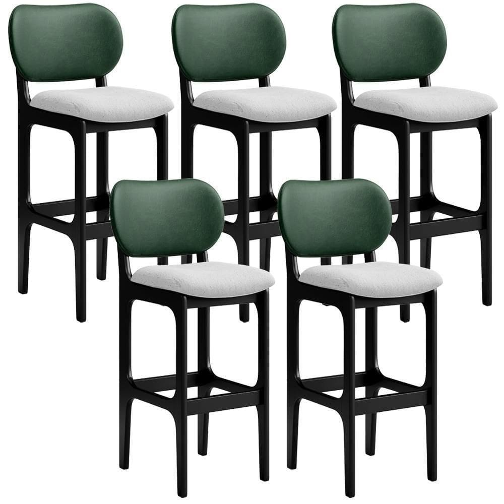Kit 5 Banquetas Alta Betta Preto Facto Verde Linho Cinza