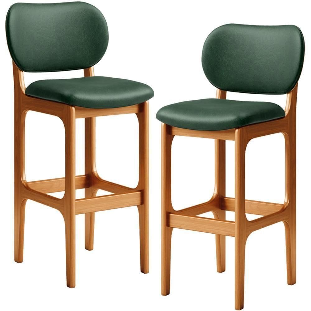 Kit 2 Banquetas Alta Betta Imbuia Facto Verde Musgo