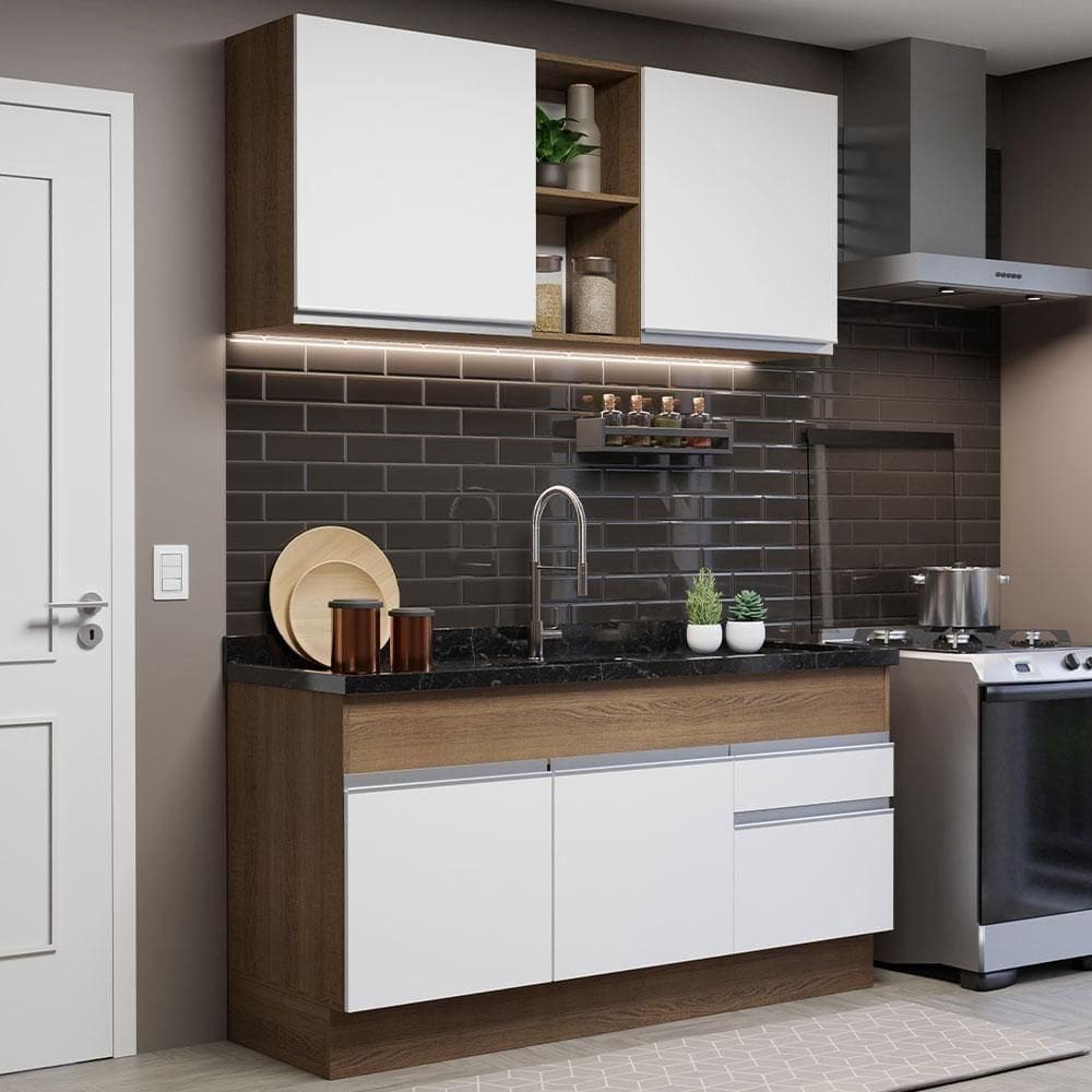 Cozinha Compacta 150002 Com Armário E Balcão Rustic/branco