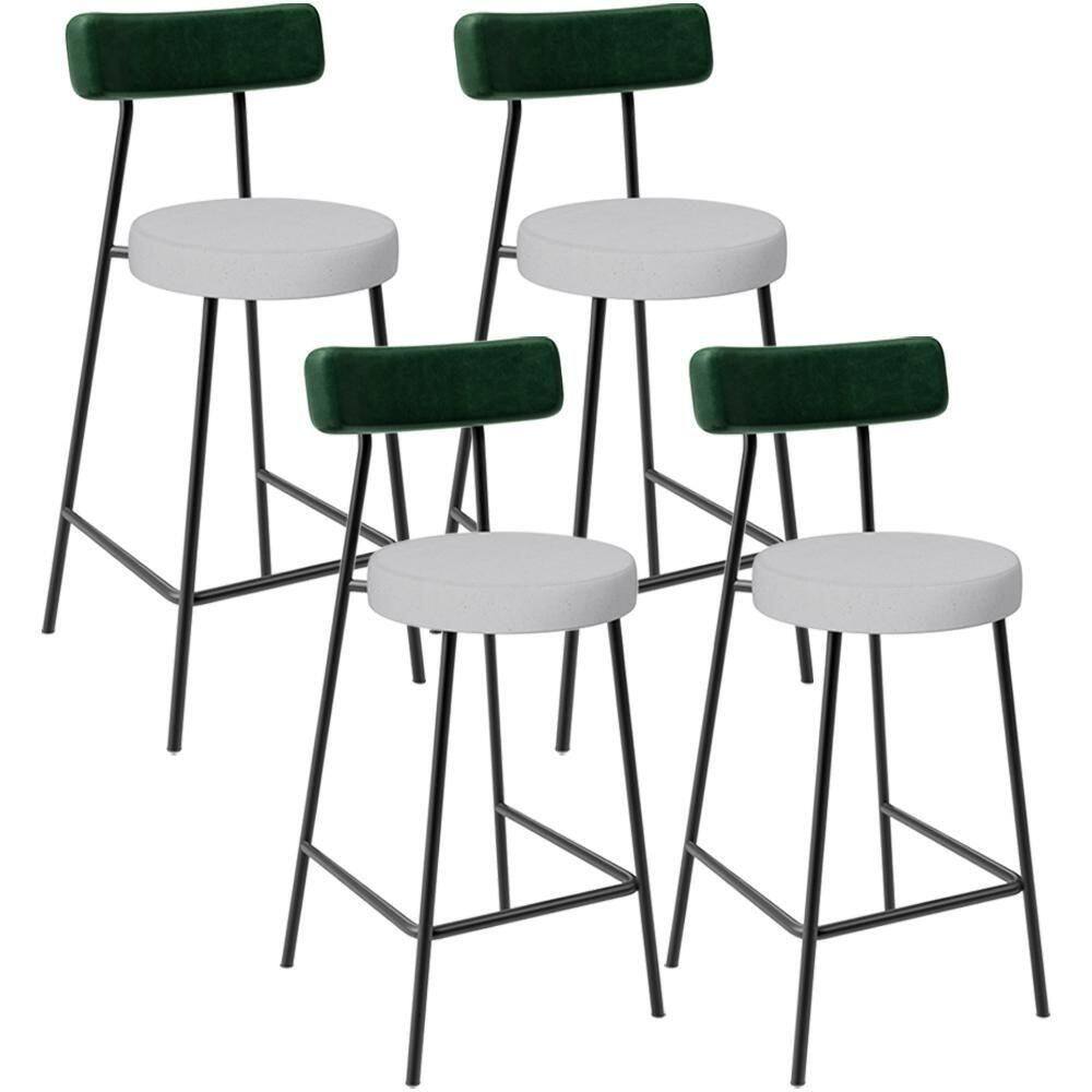 Kit 04 Banquetas Baixa Bar Cozinha E Sala De Jantar Milão L02 Facto Verde Linho Cinza