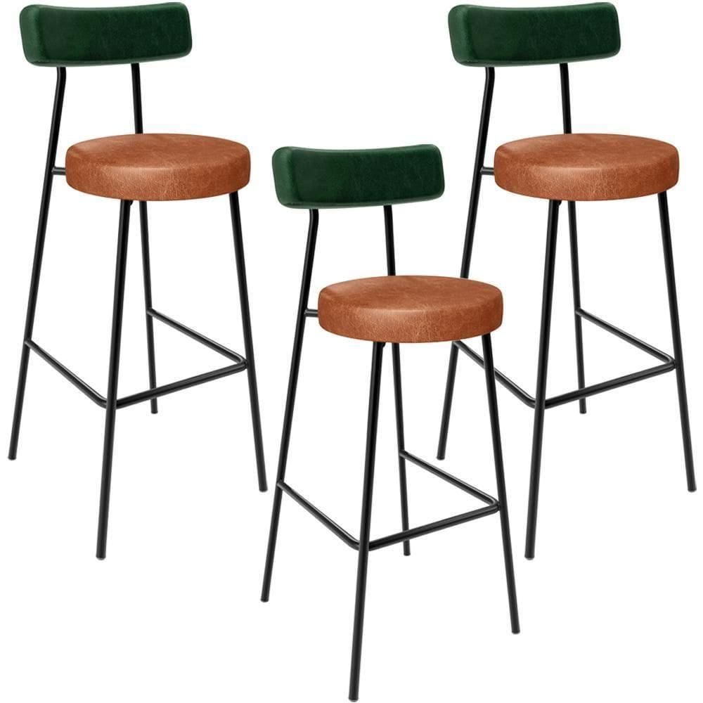 Kit 03 Banquetas Alta Bar Cozinha Sala Jantar Milão L02 Facto Verde Couríssimo Camel
