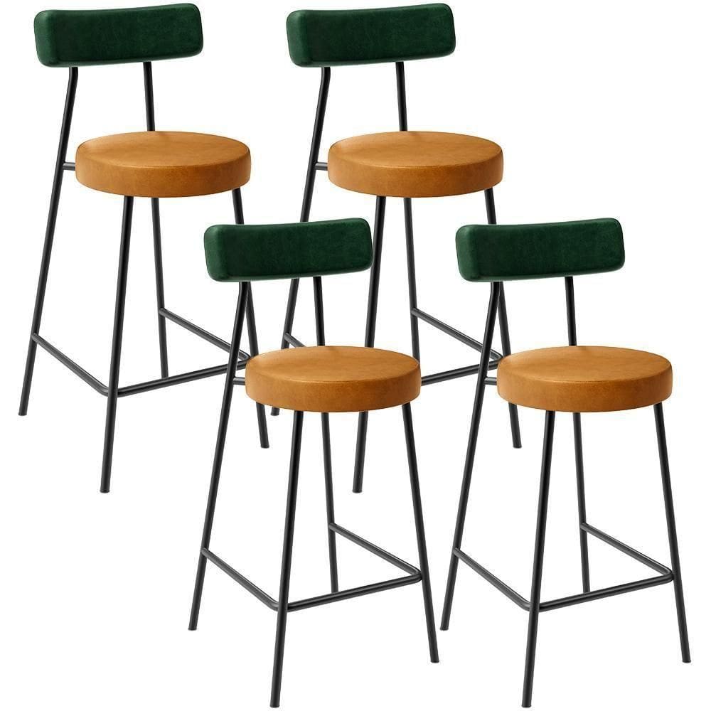 Kit 04 Banquetas Baixa Cozinha Sala Jantar Bancada Milão L02 Facto Verde Couríssimo Whisky