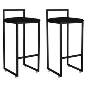 Kit 02 Banquetas Altas Hanna Preto Suede Preto