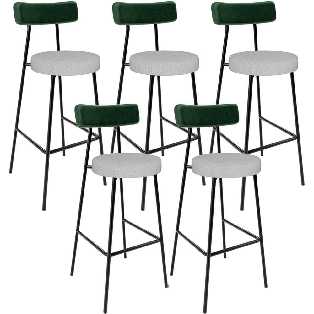 Kit 05 Banquetas Alta Cozinha Bar Sala De Jantar Milão L02 Facto Verde Musgo Linho Cinza