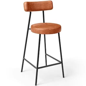 Banqueta Baixa Para Cozinha Sala De Jantar Bar Bancada Milão L02 Couríssimo Camel -LyamDecor