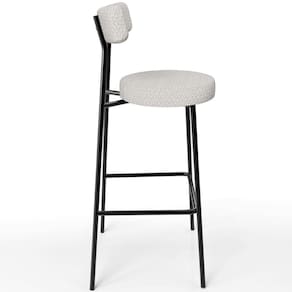 Banqueta Alta Bar Cozinha Sala De Jantar Estrutura Em Aço Milão L02 Bouclê Cru - Lyam Decor
